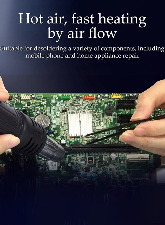 DUNISO Hot Air Soldering Station,Hot Wind Gun Solder Iron,Rework Soldering Station,Anti-Static,Auto Sleep,Intelligent Cooling,100~450℃,Suitable for Disassembly and Soldering of Various Components Such as SOIC, CHIP, QFP, PLCC, BGA ﻿ ﻿ ﻿ - Image 5